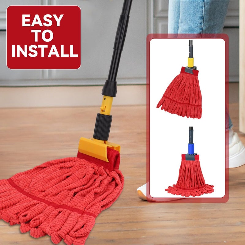 BeiLan Heavy Duty Commercial Mop Head Replacement for Rubbermaid: 3 Packs 14oz Microfiber Tube Lint Free Industrial Heavy Duty Mop Head for Floor Cleaning - Super Absorbent & Bleach-Safe (Red) - Image 5